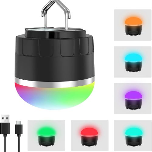 Rechargeable LED Camping Lantern 1000LM,  Portable Hanging Tent Light with RGB Color Changing, Magnetic Base, Waterproof Emergency Hanging Light for Hurricane, Power Outages, Home, Hiking -Black