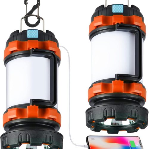 2 Pack Camping Lantern, Outdoor Led Camping Lantern, Rechargeable Flashlights with 1000LM, 6 Modes, 4000mAh Power Bank, IPX5 Waterproof Portable Emergency Camping Light for Hurricane Survival