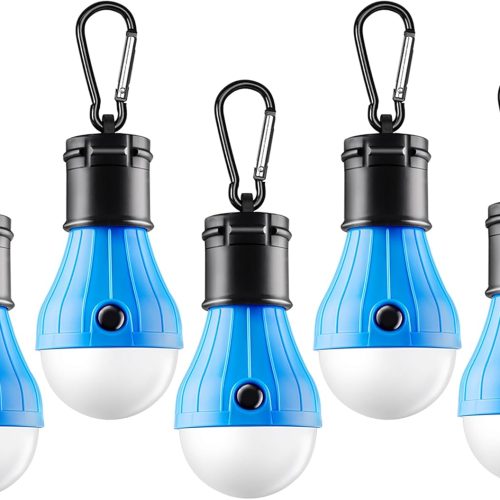 Tent Lamp Portable LED Tent Lights Blue 5 Packs Hook Hurricane Emergency Lights LED Camping Lights Bulb Camping Tent Lanterns Camping Equipment for Camping Hiking Backpacking Fishing Outage